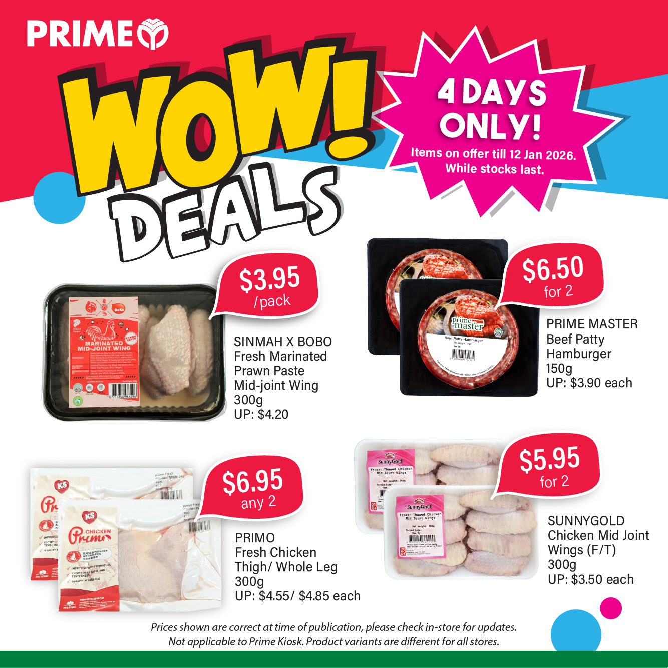 Offres Supermarché Prime Singapour de 9 à 12 janvier 2026 Achat Frais de 4 Jours