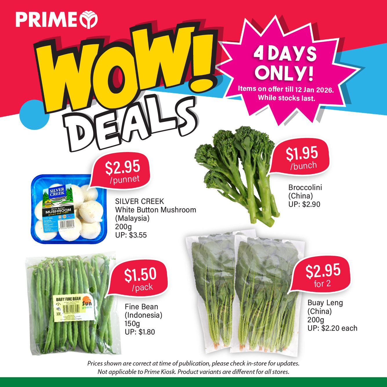 Offres Supermarché Prime Singapour de 9 à 12 janvier 2026 Achat Frais de 4 Jours