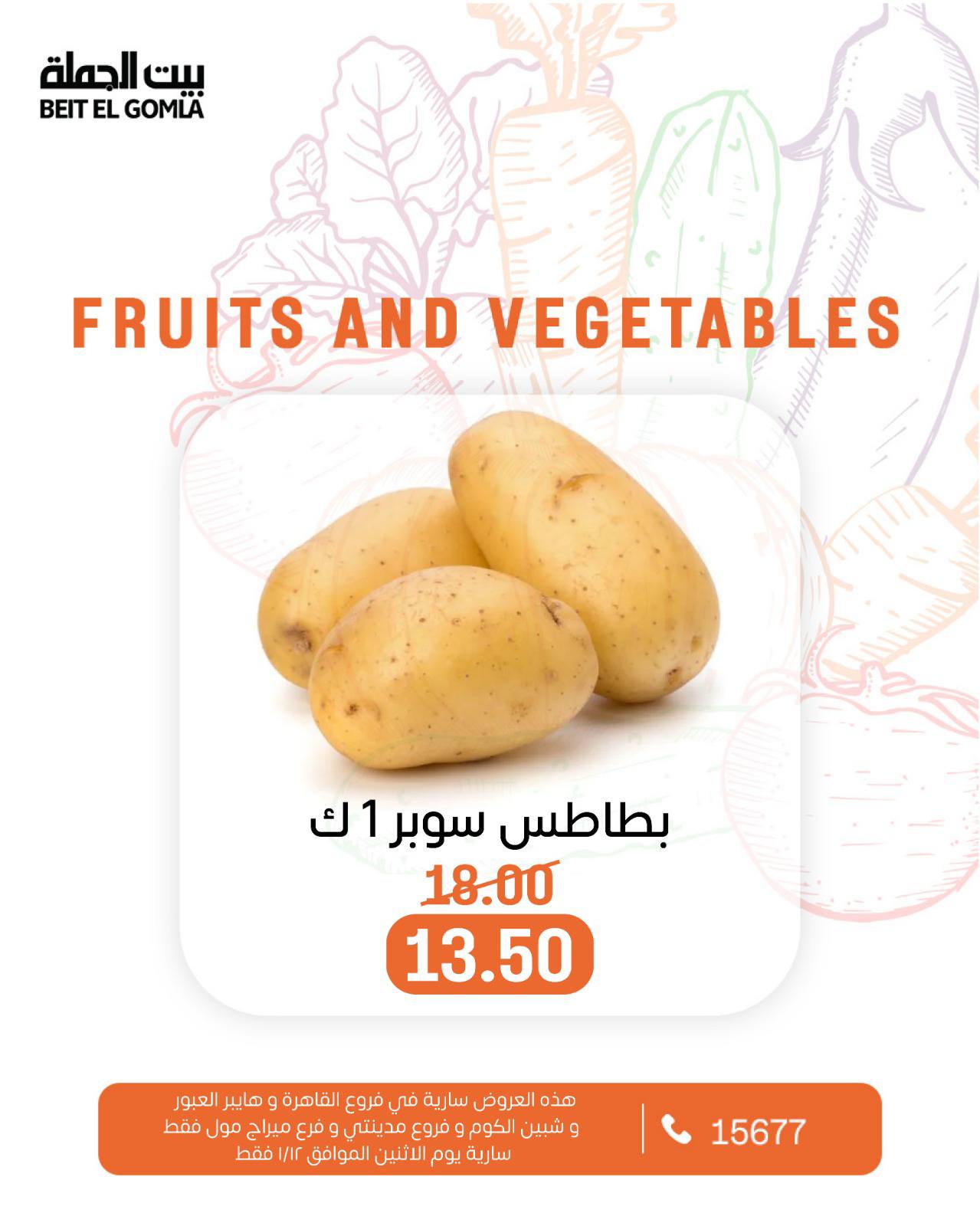 عروض بيت الجملة مصر الاثنين 12 يناير 2026 عروض الخضار والفاكهة