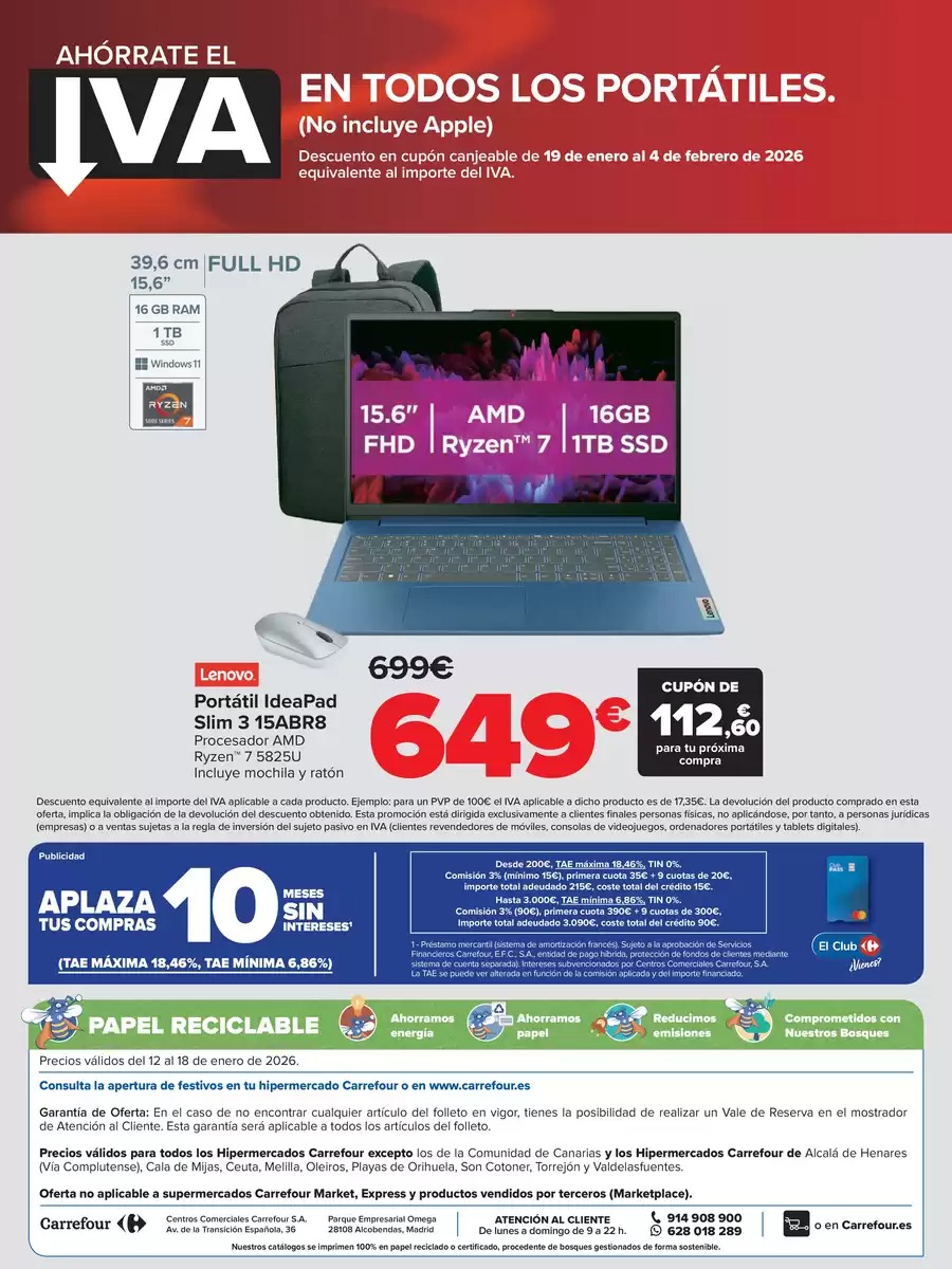 Ofertas de Carrefour España de 12 a 18 enero 2026 Ahorrate el IVA