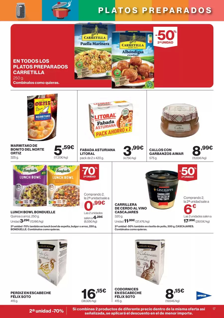 Ofertas de Hipercor España de 7 a 28 enero 2026 -50% en la 2ª Unidad