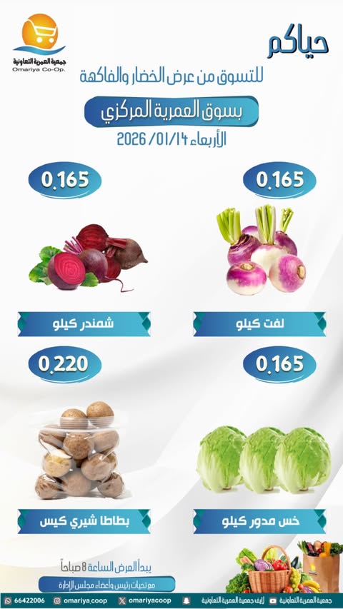 Ofertas de cooperativa Omariya Kuwait miércoles 14 enero Ofertas de frutas y verduras