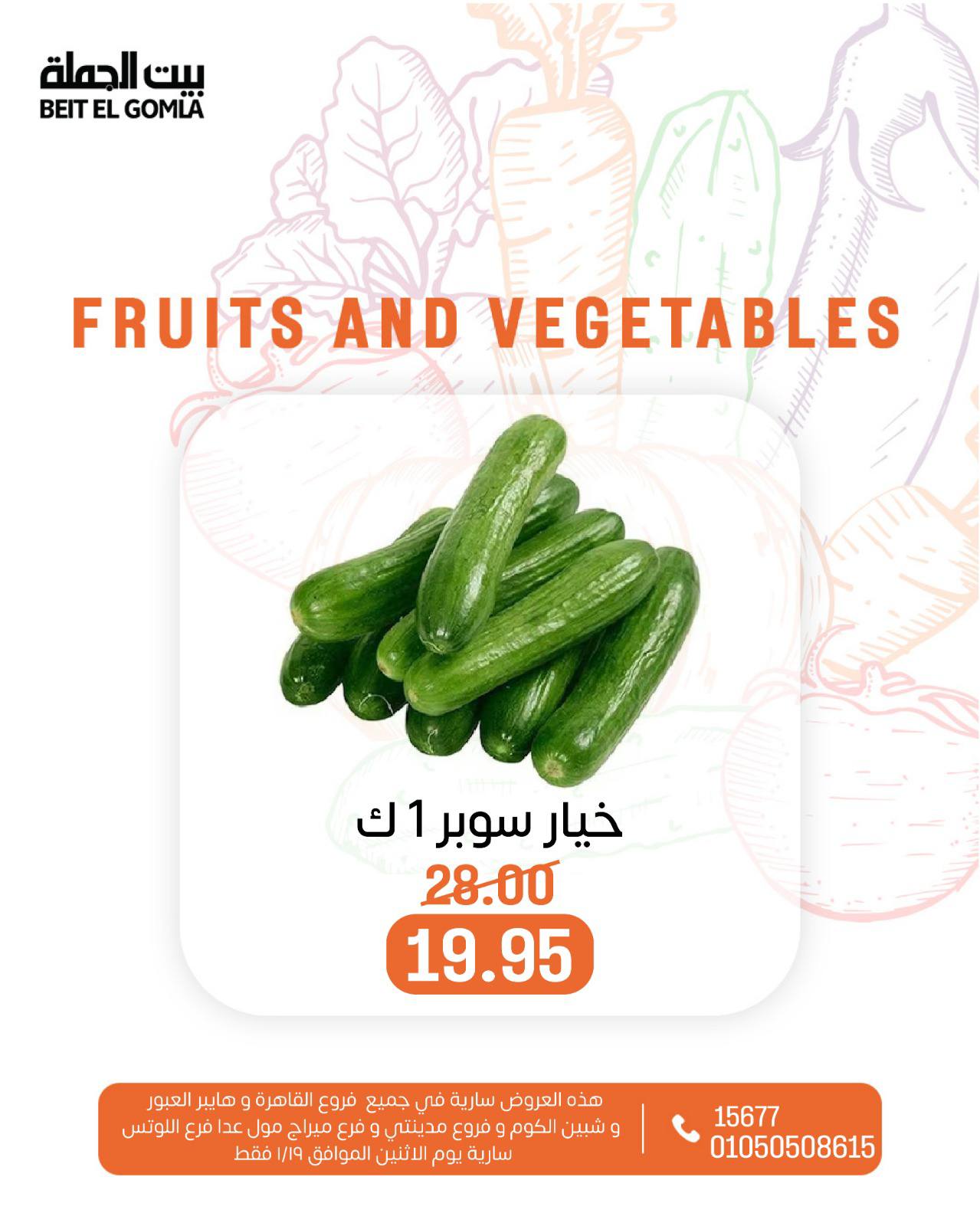 عروض بيت الجملة مصر الاثنين 19 يناير 2026 عروض الخضار والفاكهة