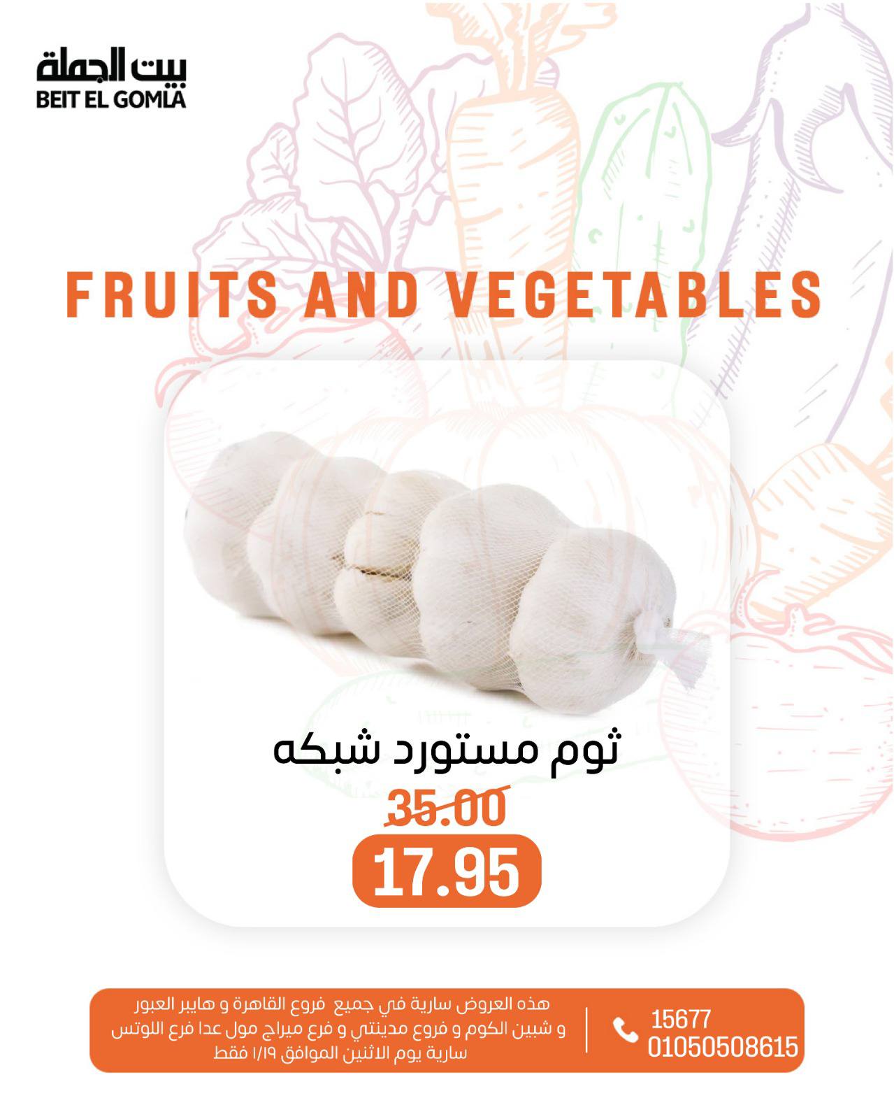 عروض بيت الجملة مصر الاثنين 19 يناير 2026 عروض الخضار والفاكهة