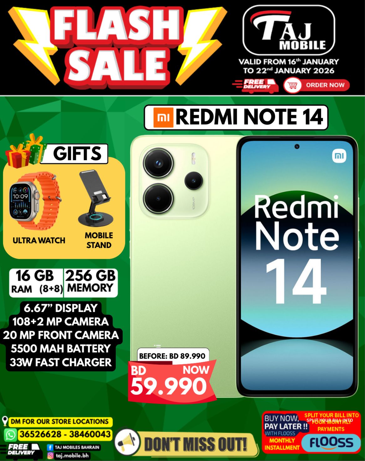 Offres Mobiles Taj Bahrein de 16 à 22 janvier 2026 vente Flash