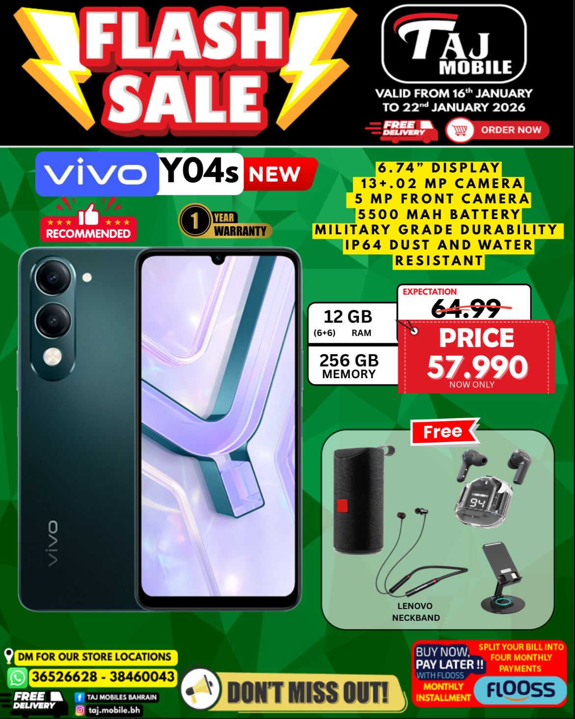 Offres Mobiles Taj Bahrein de 16 à 22 janvier 2026 vente Flash