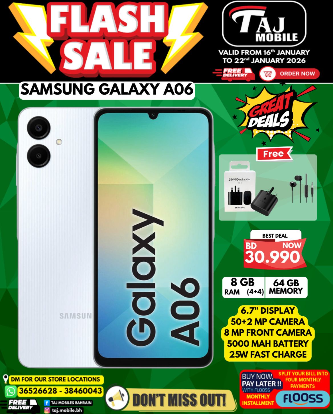 Offres Mobiles Taj Bahrein de 16 à 22 janvier 2026 vente Flash