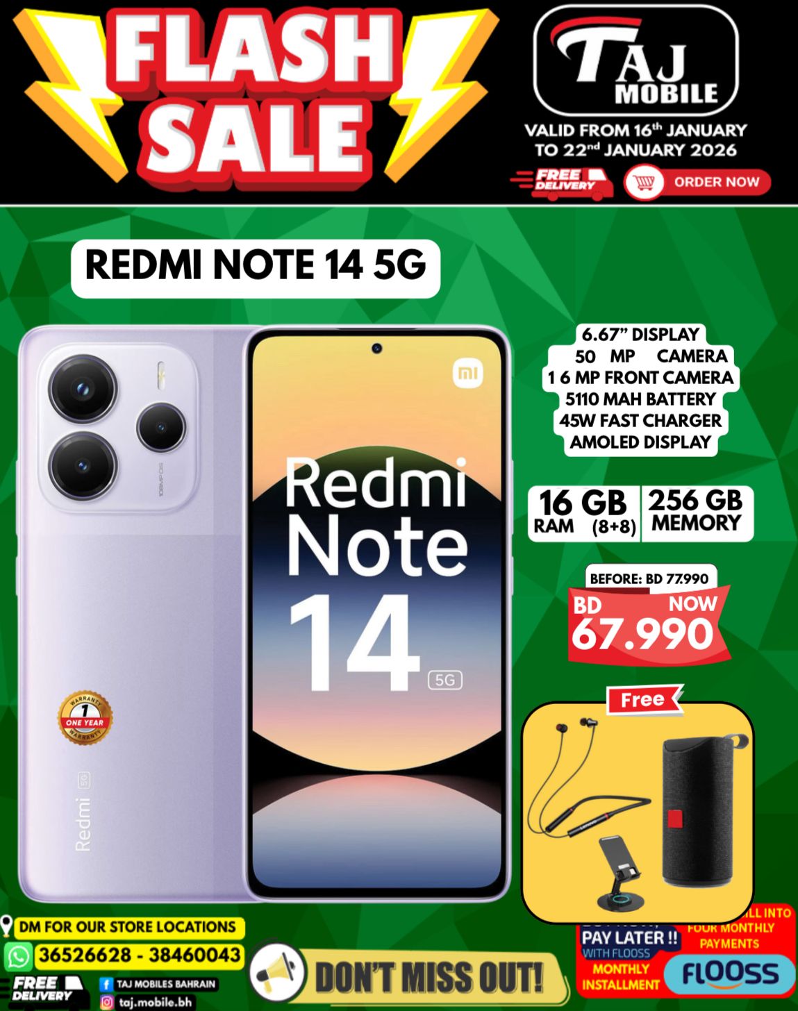 Offres Mobiles Taj Bahrein de 16 à 22 janvier 2026 vente Flash