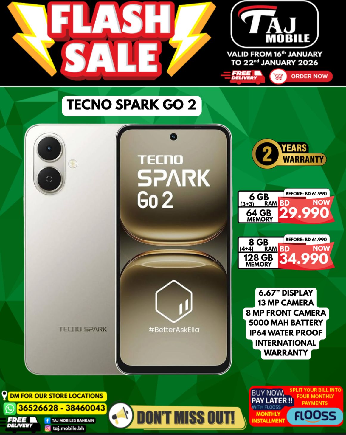 Offres Mobiles Taj Bahrein de 16 à 22 janvier 2026 vente Flash