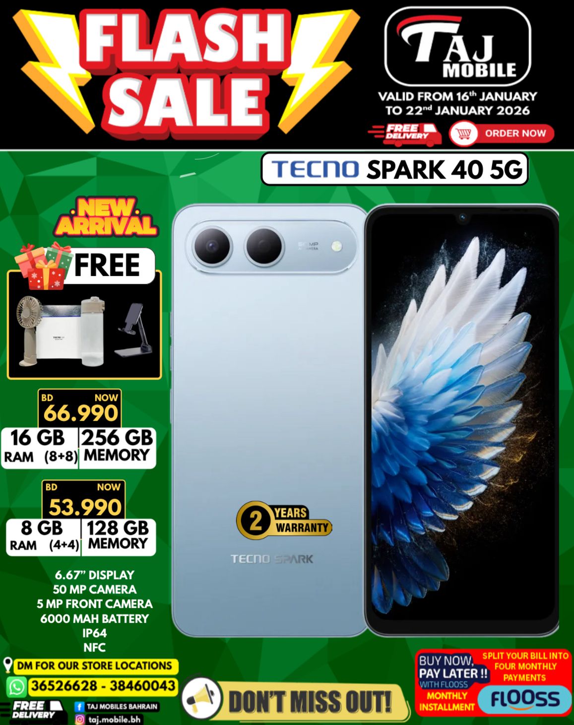 Offres Mobiles Taj Bahrein de 16 à 22 janvier 2026 vente Flash