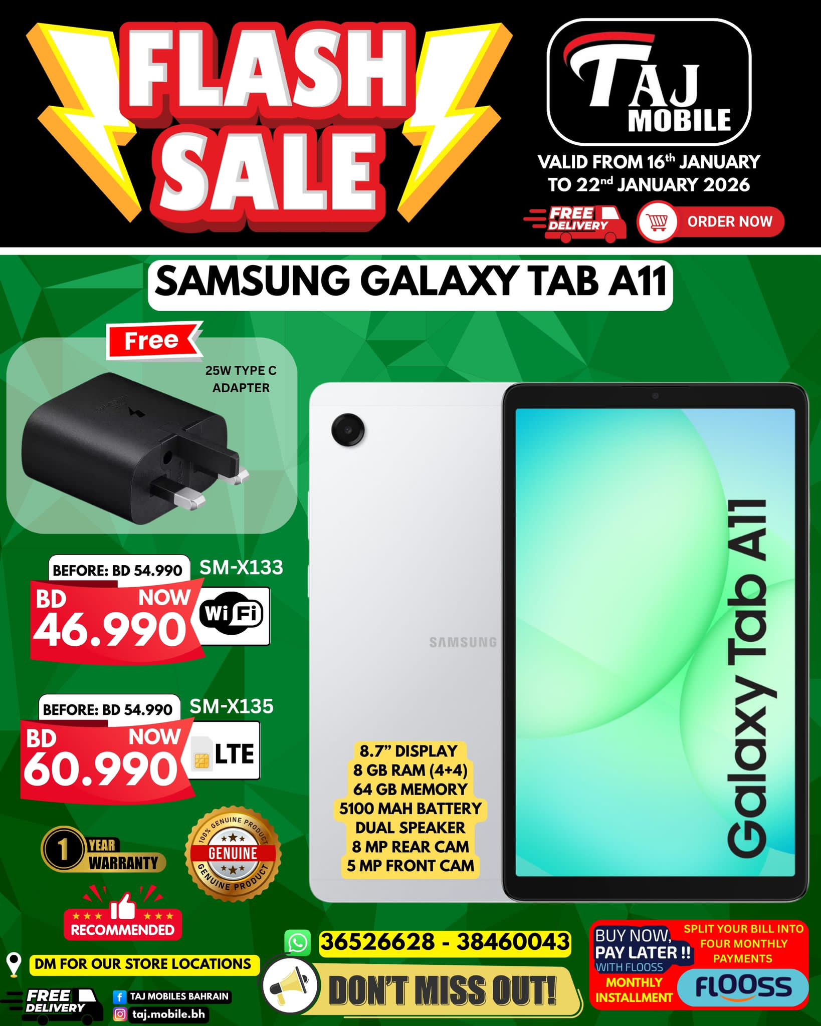 Offres Mobiles Taj Bahrein de 16 à 22 janvier 2026 vente Flash