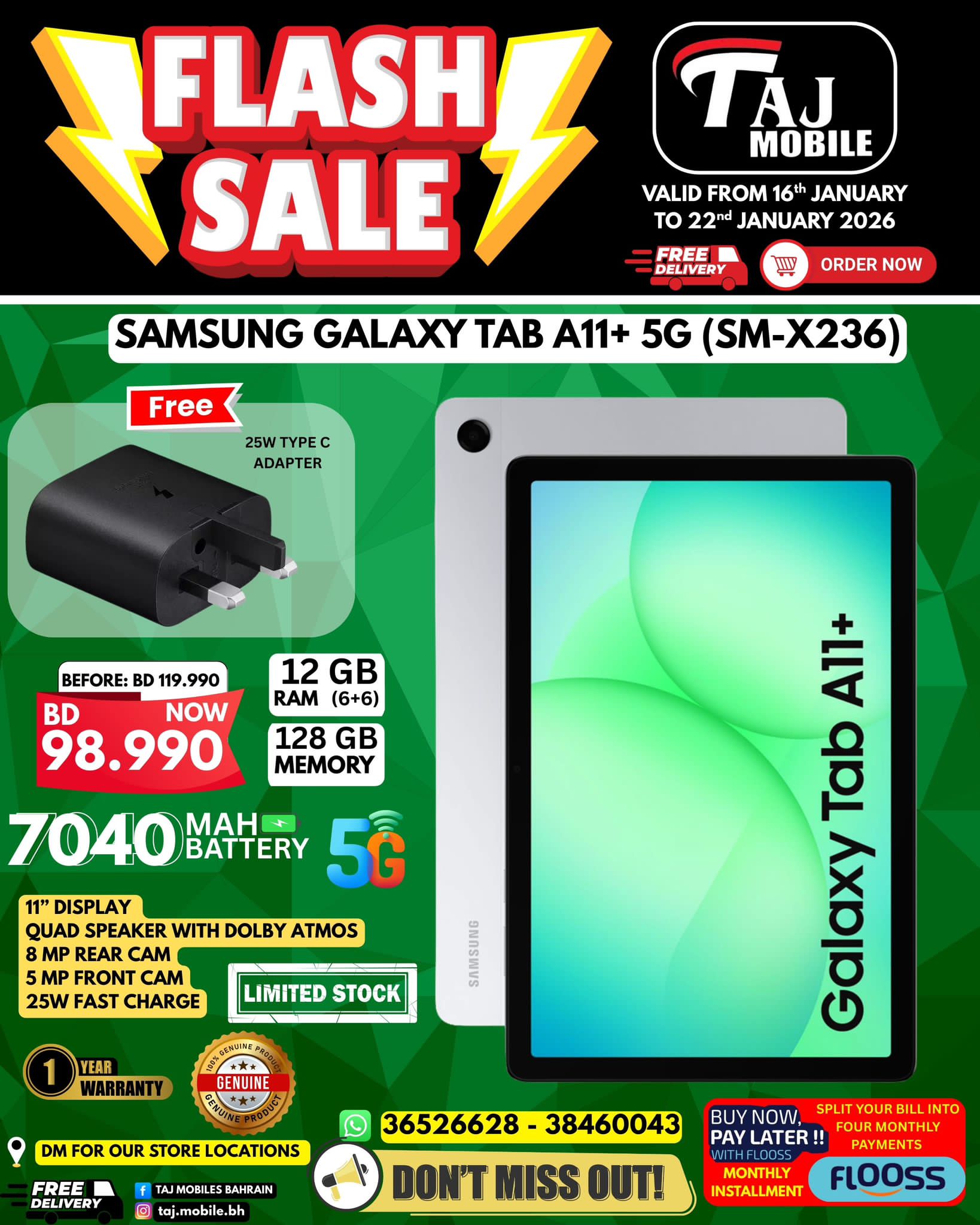 Offres Mobiles Taj Bahrein de 16 à 22 janvier 2026 vente Flash