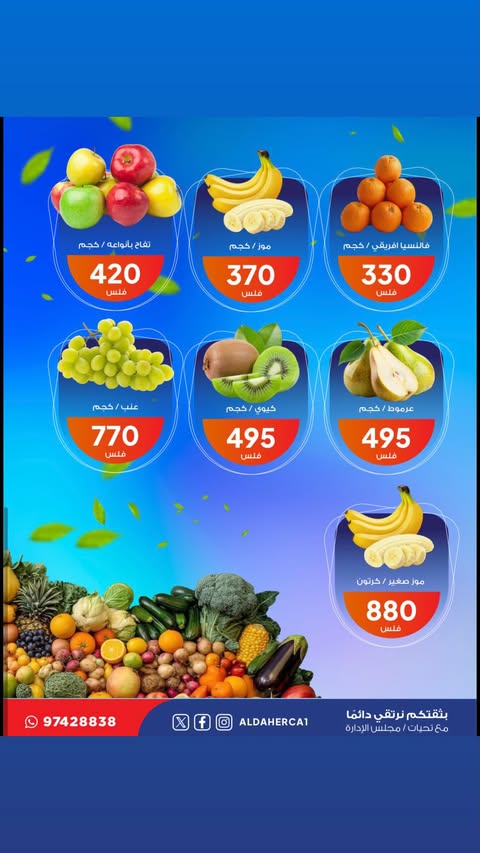عروض جمعية ضاحية الظهر الكويت الثلاثاء 20 يناير 2026 عروض الخضار والفاكهة