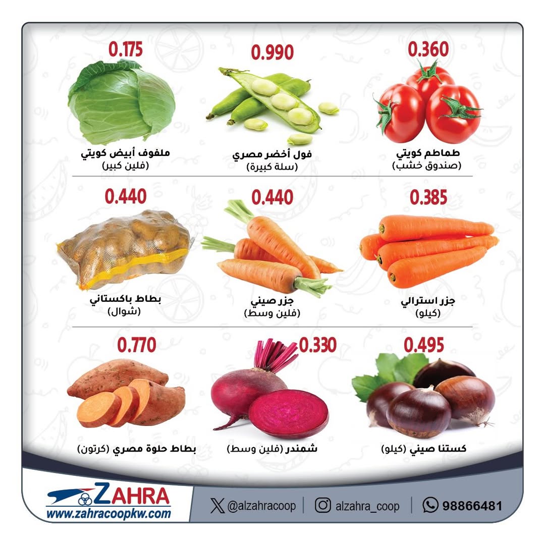 Al Zahraa co-op Kuwait Offers from 21 to 22 January 2026 Vegetable and fruit offers