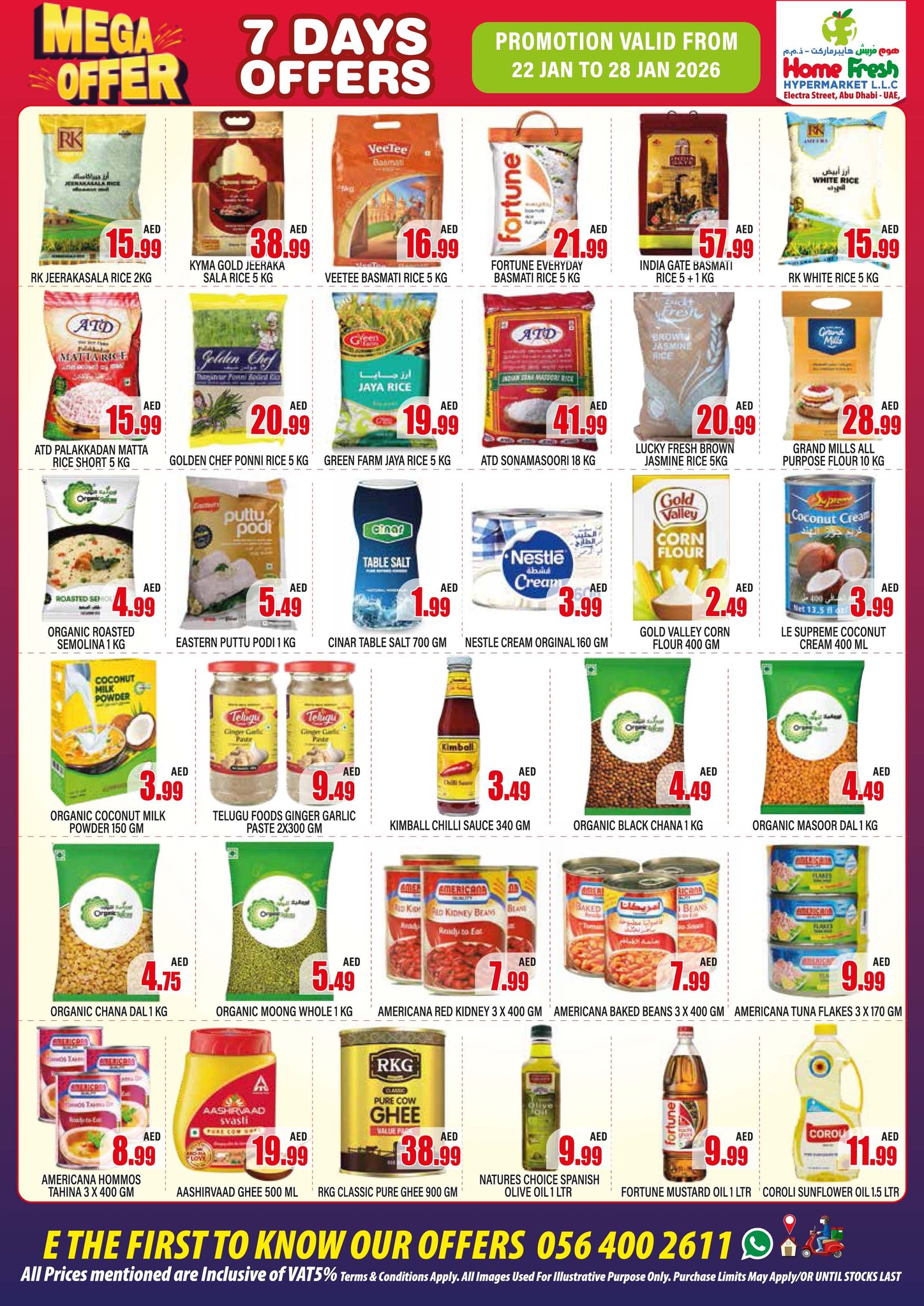 Home Fresh supermarket  Abu Dhabi  Offers from 22 to 28 January Mega Deals