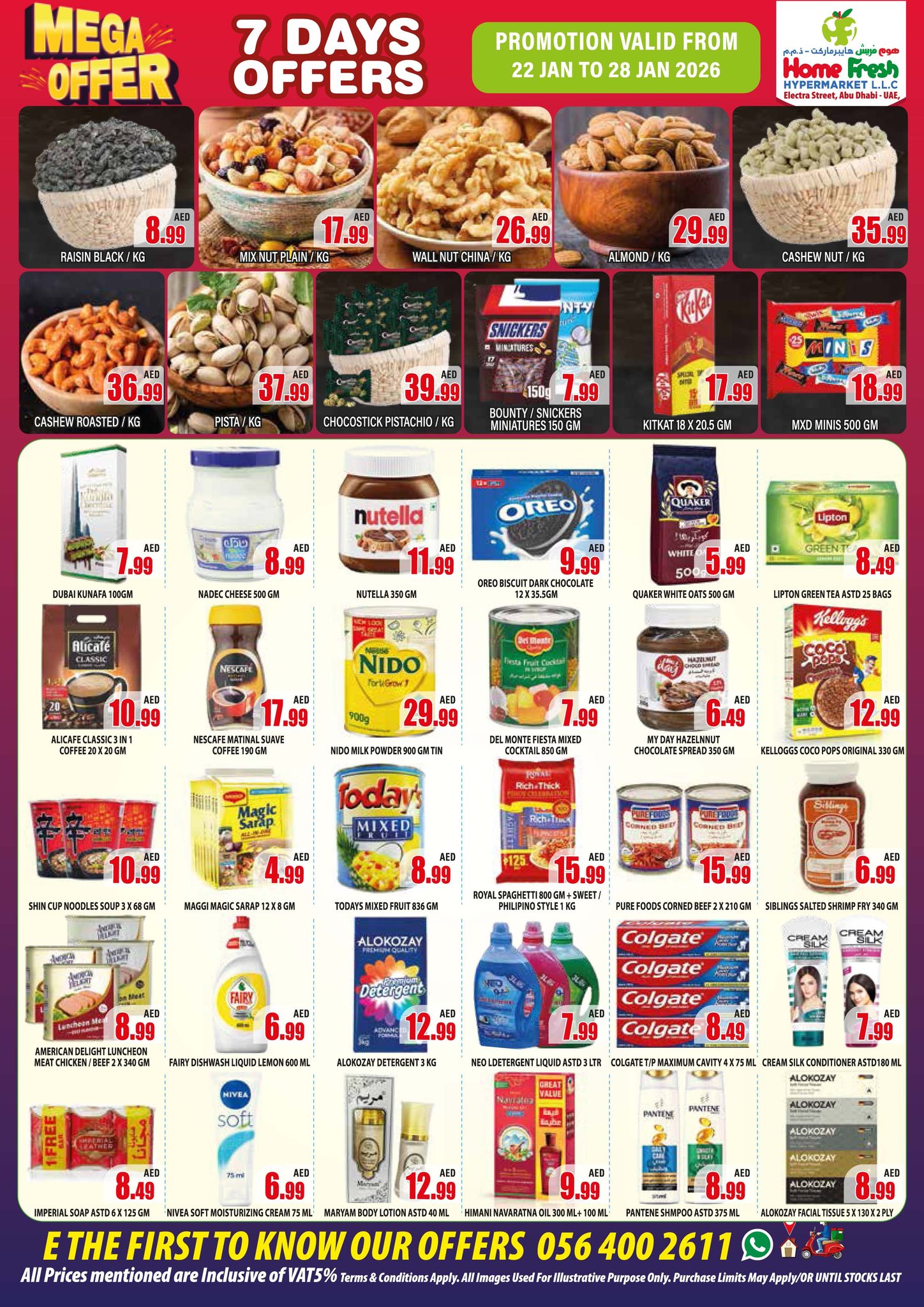 Home Fresh supermarket  Abu Dhabi  Offers from 22 to 28 January Mega Deals