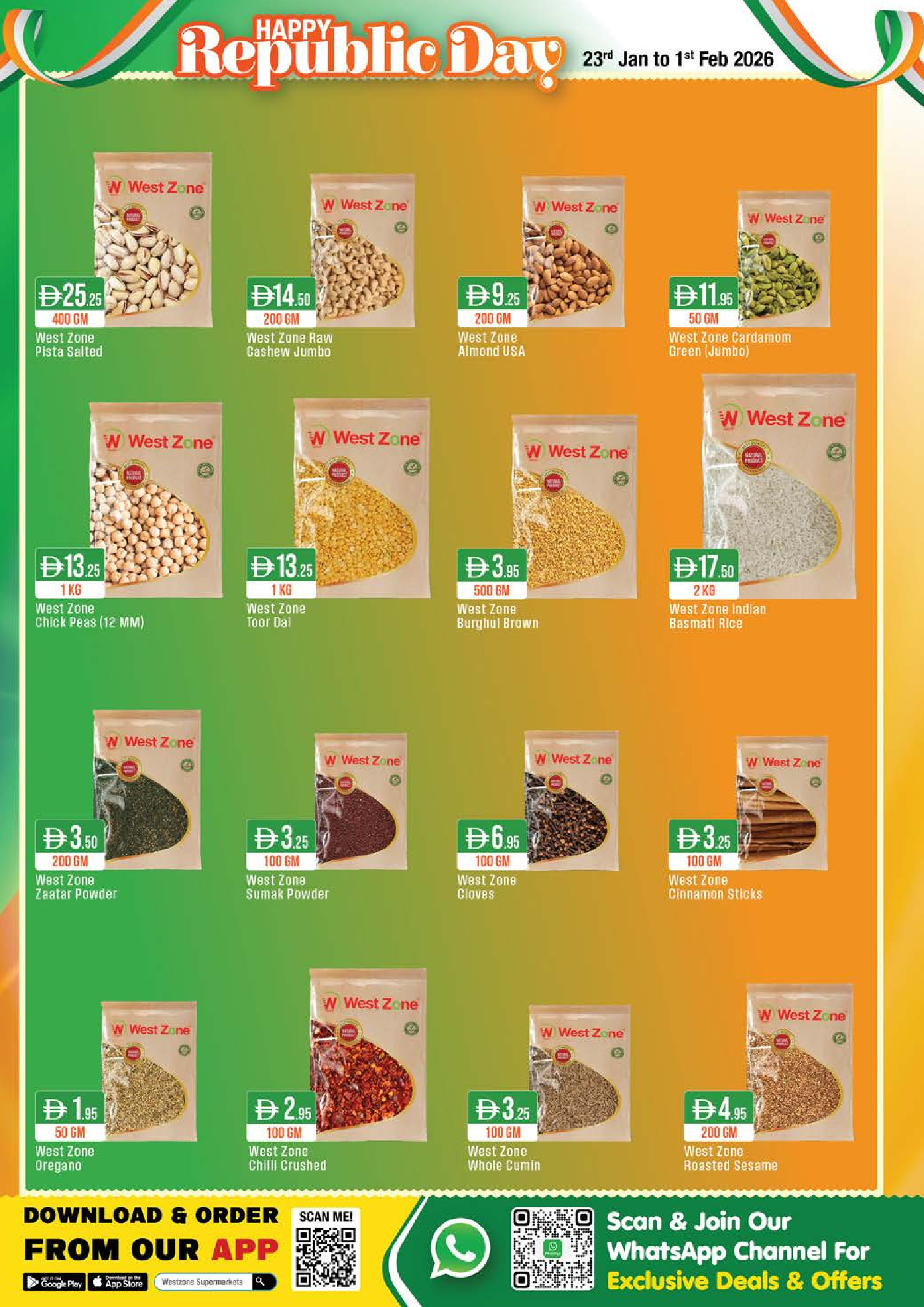 West Zone supermarket UAE Offers from 23 January to 1 February 2026 Happy Republic Day Offers