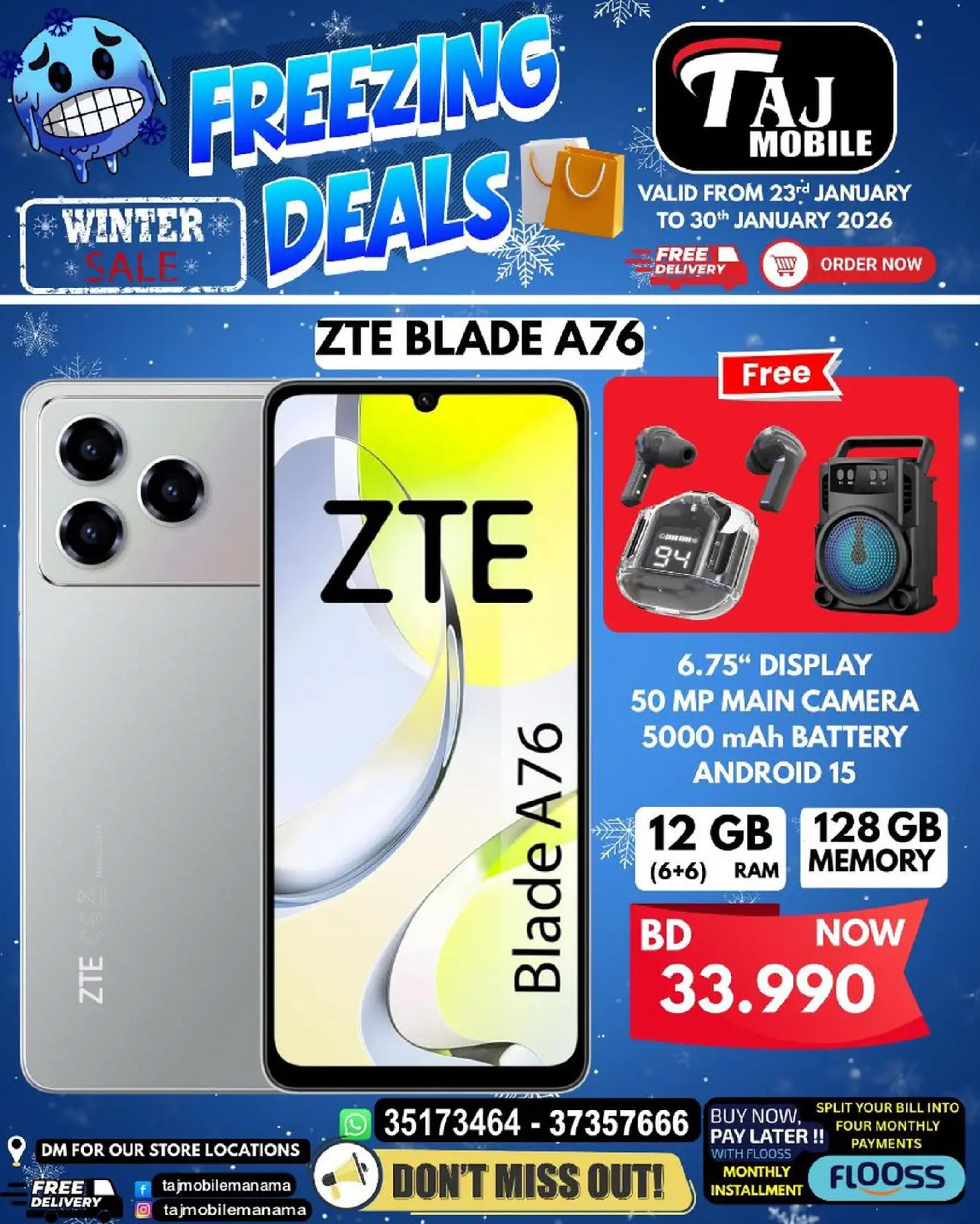 Taj Mobiles Bahrain Offers from 23 to 30 January 2026 Freezing Deals