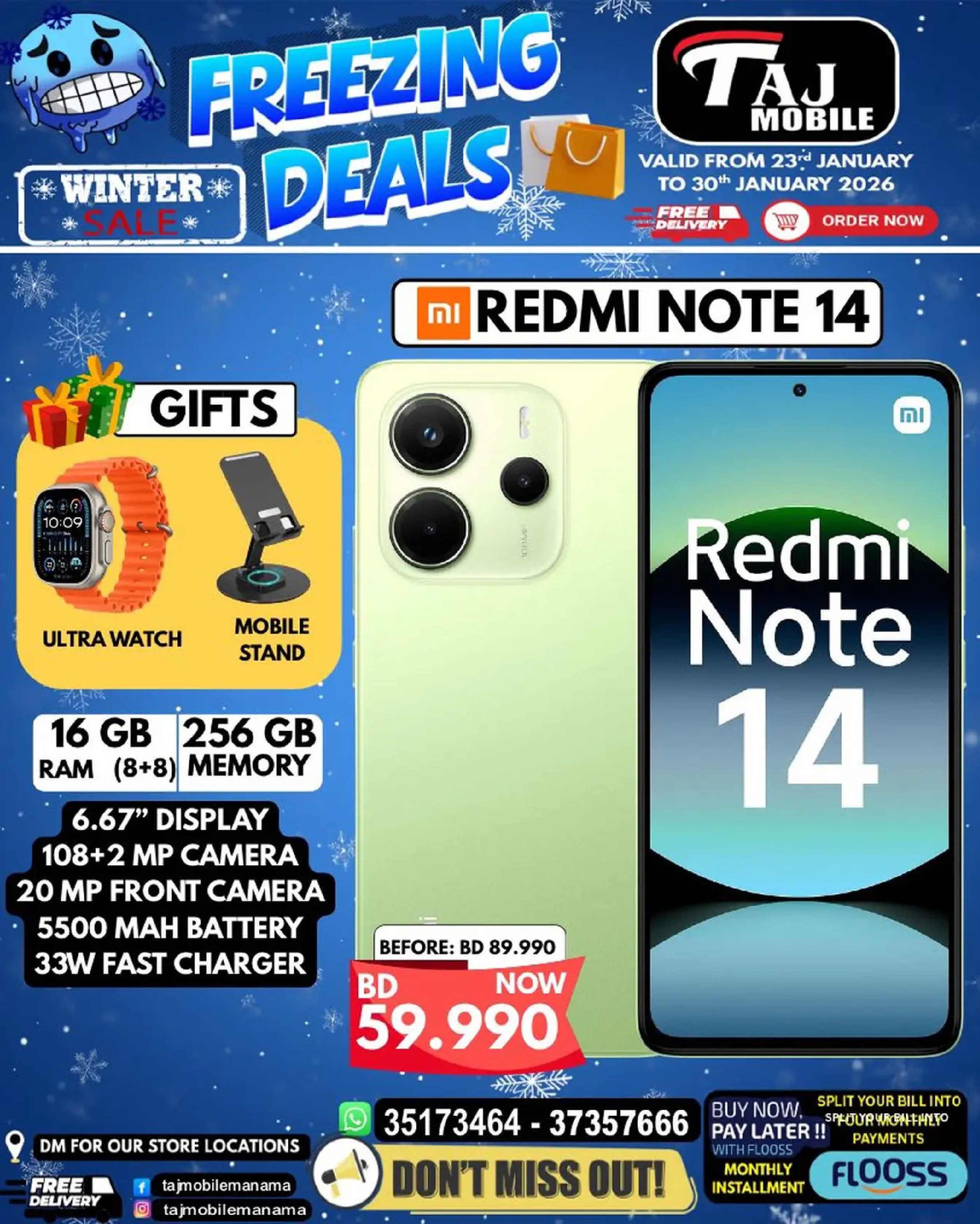 Taj Mobiles Bahrain Offers from 23 to 30 January 2026 Freezing Deals