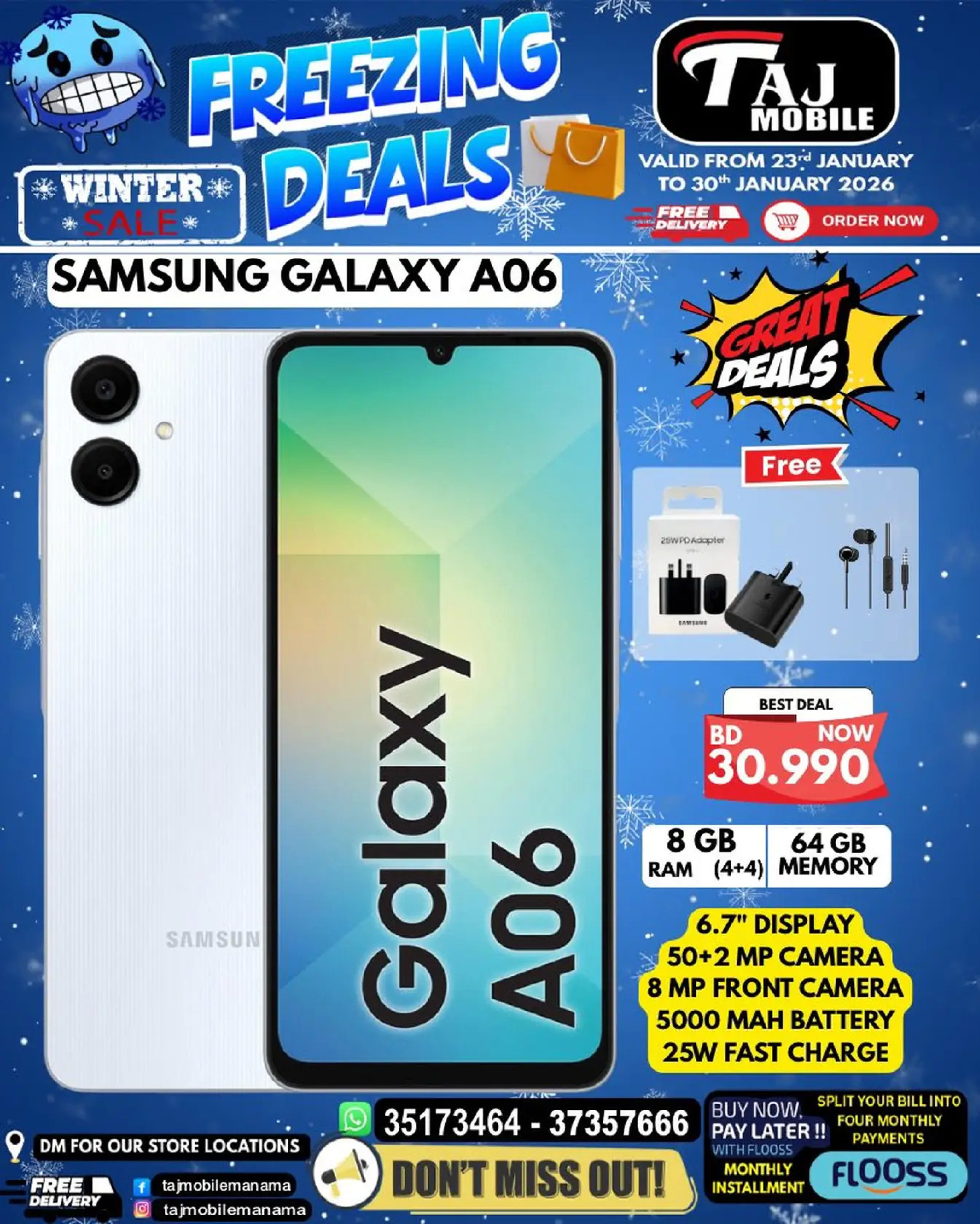 Taj Mobiles Bahrain Offers from 23 to 30 January 2026 Freezing Deals