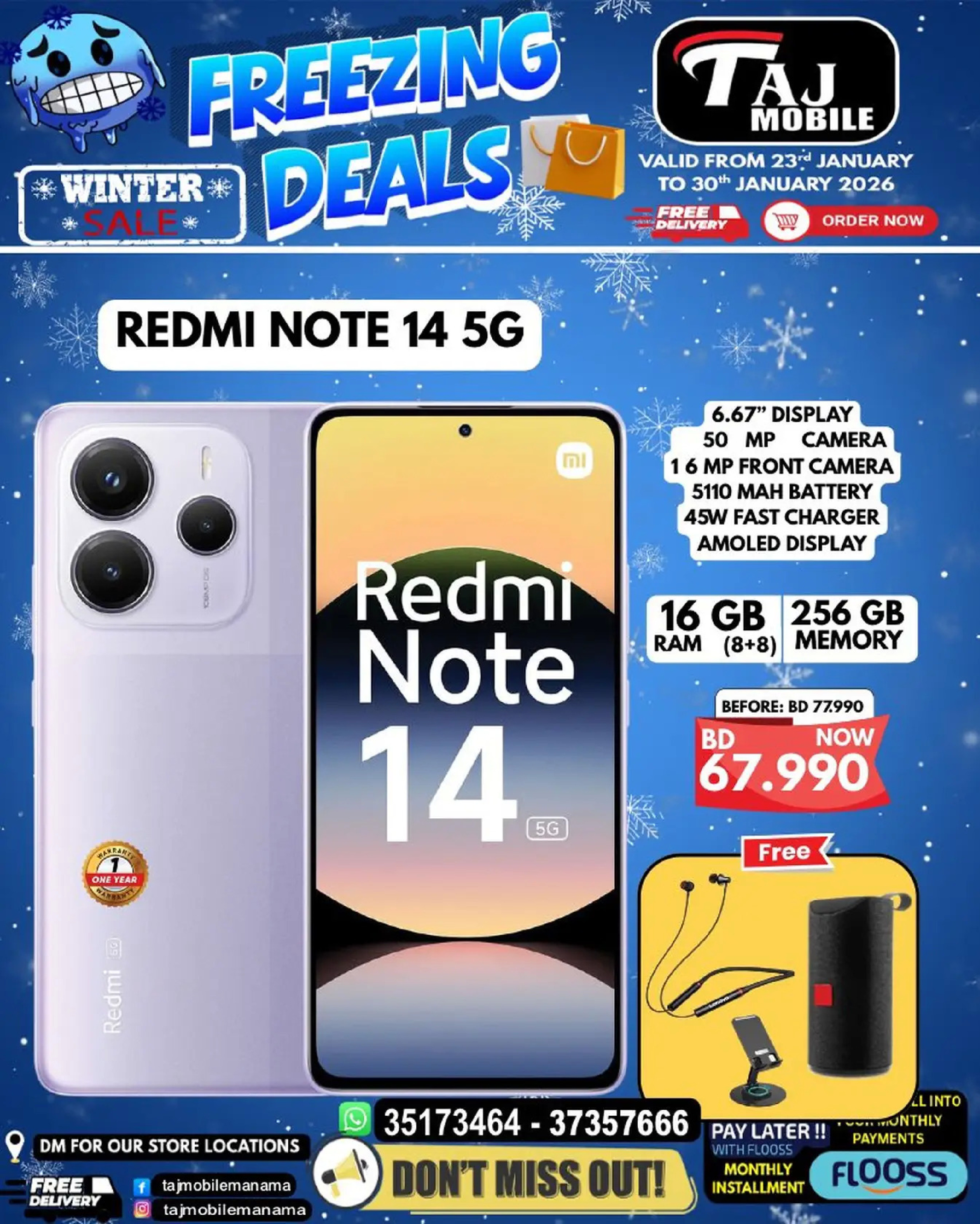 Taj Mobiles Bahrain Offers from 23 to 30 January 2026 Freezing Deals