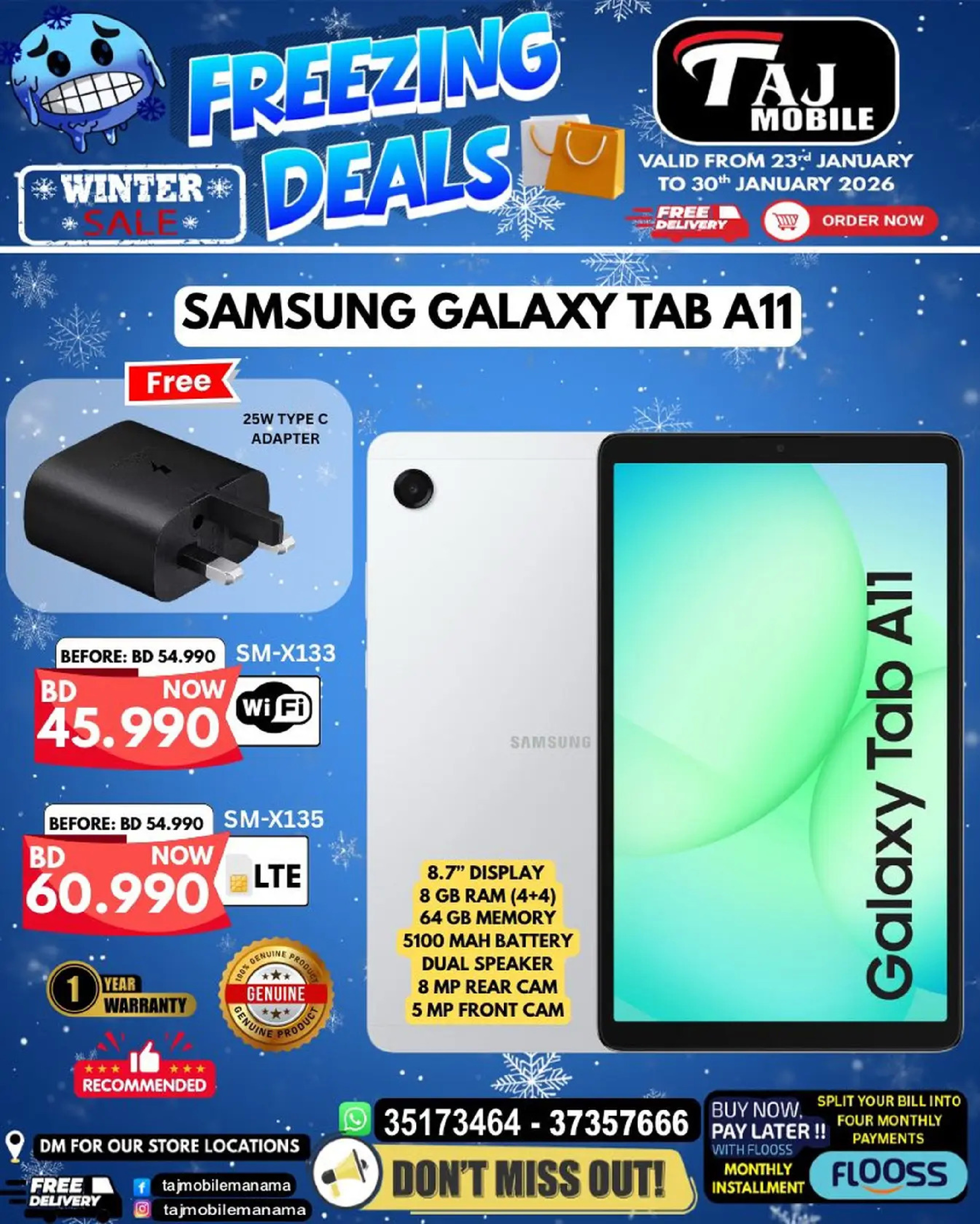 Taj Mobiles Bahrain Offers from 23 to 30 January 2026 Freezing Deals