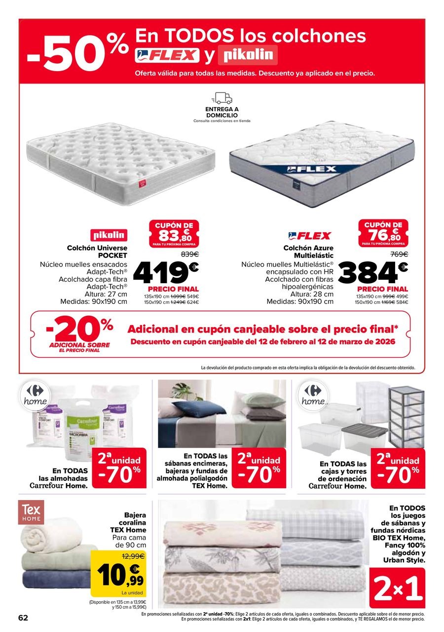 Ofertas de Carrefour España de 27 enero a 11 febrero 2026 50% QUE VUELVE + 2ªUD. A%L -70