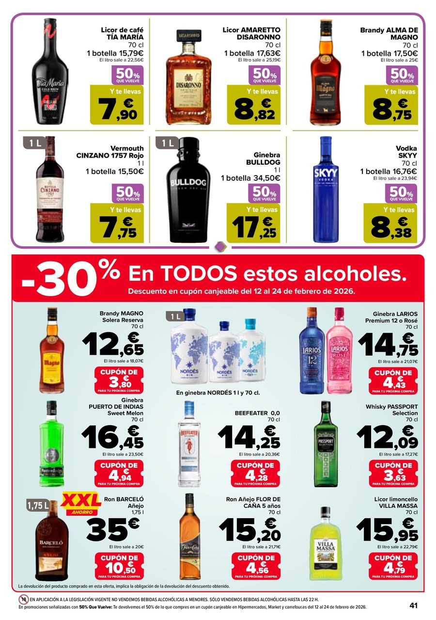 Ofertas de Carrefour España de 27 enero a 11 febrero 2026 50% QUE VUELVE + 2ªUD. A%L -70