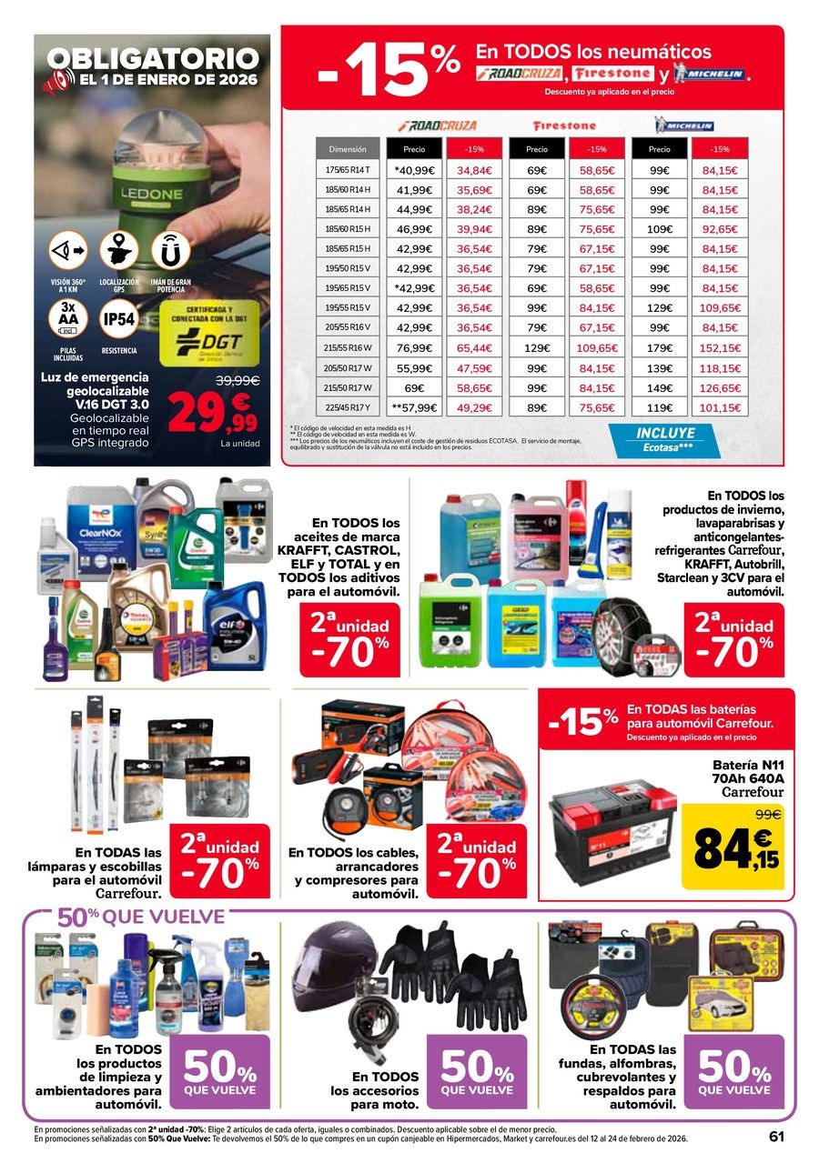 Ofertas de Carrefour España de 27 enero a 11 febrero 2026 50% QUE VUELVE + 2ªUD. A%L -70