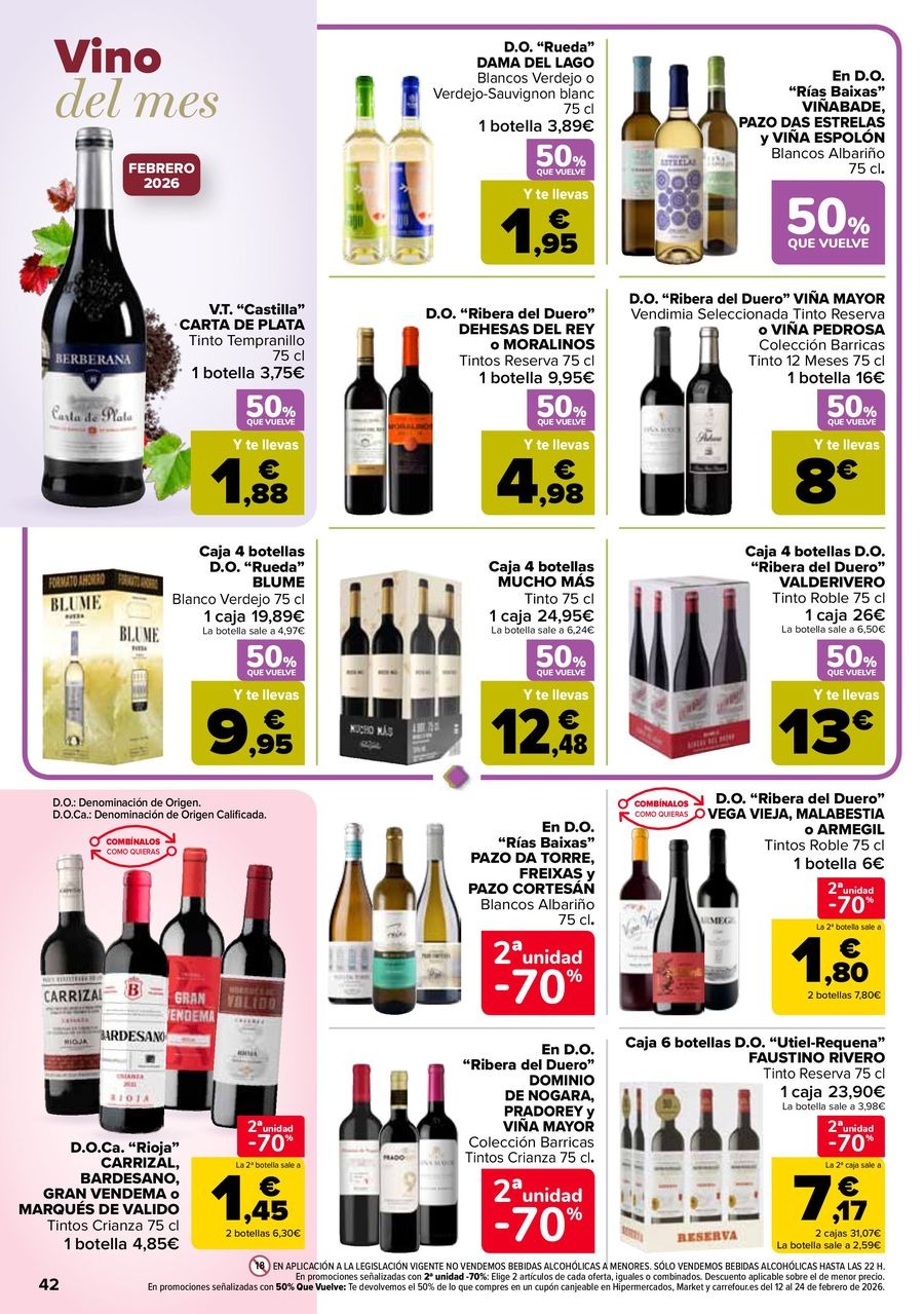 Ofertas de Carrefour España de 27 enero a 11 febrero 2026 50% QUE VUELVE + 2ªUD. A%L -70