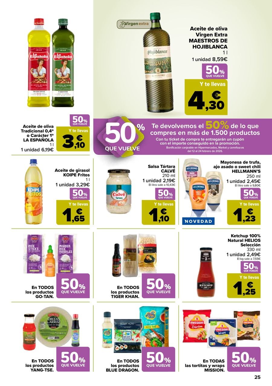 Ofertas de Carrefour España de 27 enero a 11 febrero 2026 50% QUE VUELVE + 2ªUD. A%L -70