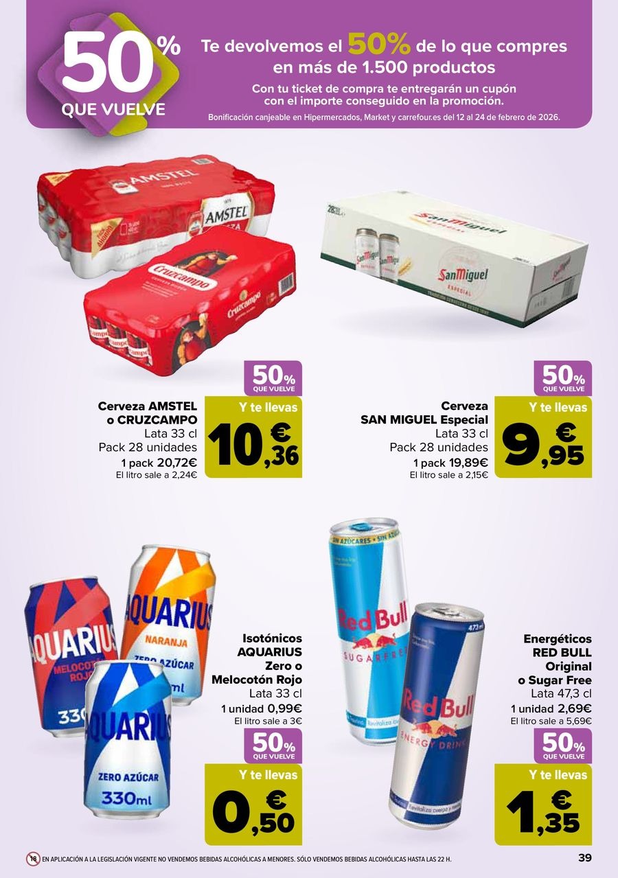 Ofertas de Carrefour España de 27 enero a 11 febrero 2026 50% QUE VUELVE + 2ªUD. A%L -70