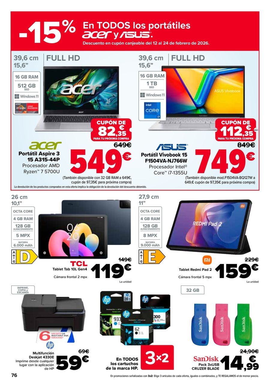 Ofertas de Carrefour España de 27 enero a 11 febrero 2026 50% QUE VUELVE + 2ªUD. A%L -70