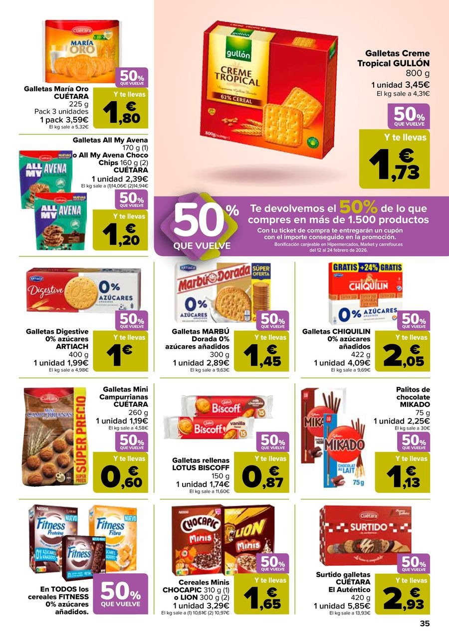 Ofertas de Carrefour España de 27 enero a 11 febrero 2026 50% QUE VUELVE + 2ªUD. A%L -70