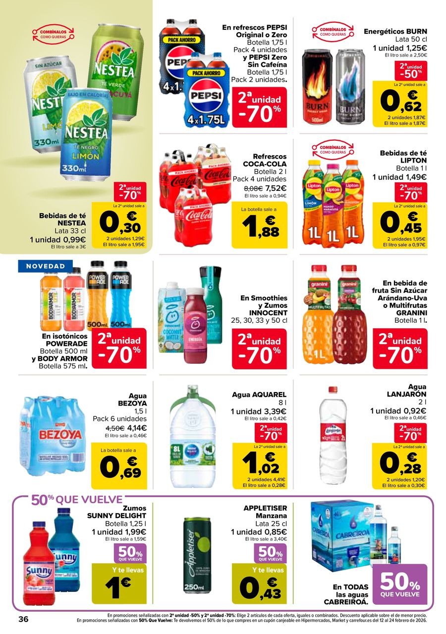 Ofertas de Carrefour España de 27 enero a 11 febrero 2026 50% QUE VUELVE + 2ªUD. A%L -70