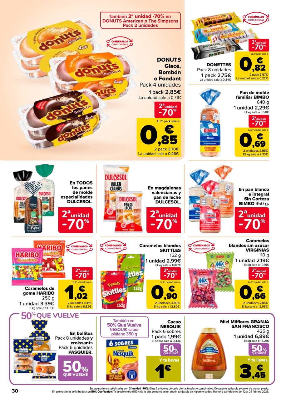 Ofertas de Carrefour España de 27 enero a 11 febrero 2026 50% QUE VUELVE + 2ªUD. A%L -70