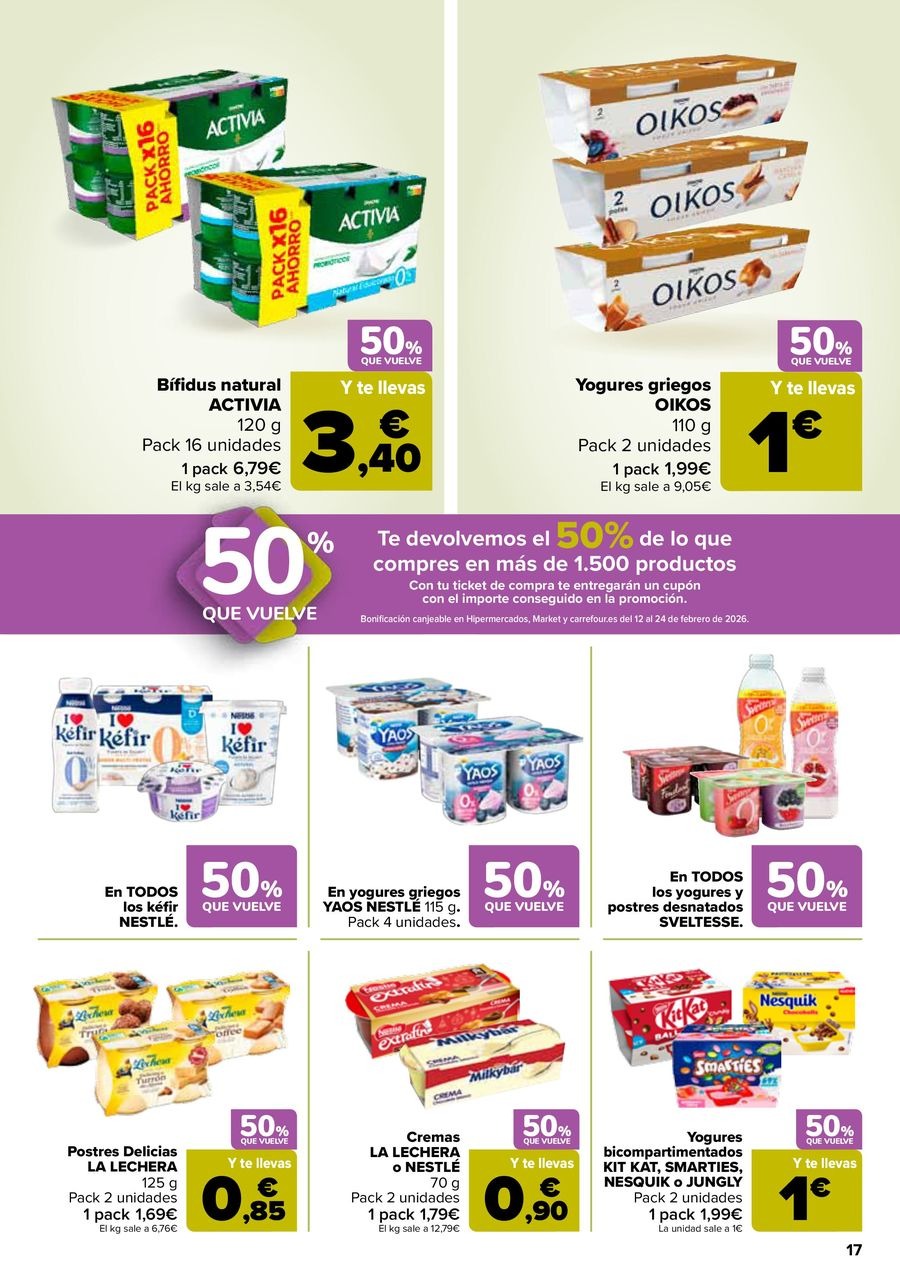 Ofertas de Carrefour España de 27 enero a 11 febrero 2026 50% QUE VUELVE + 2ªUD. A%L -70