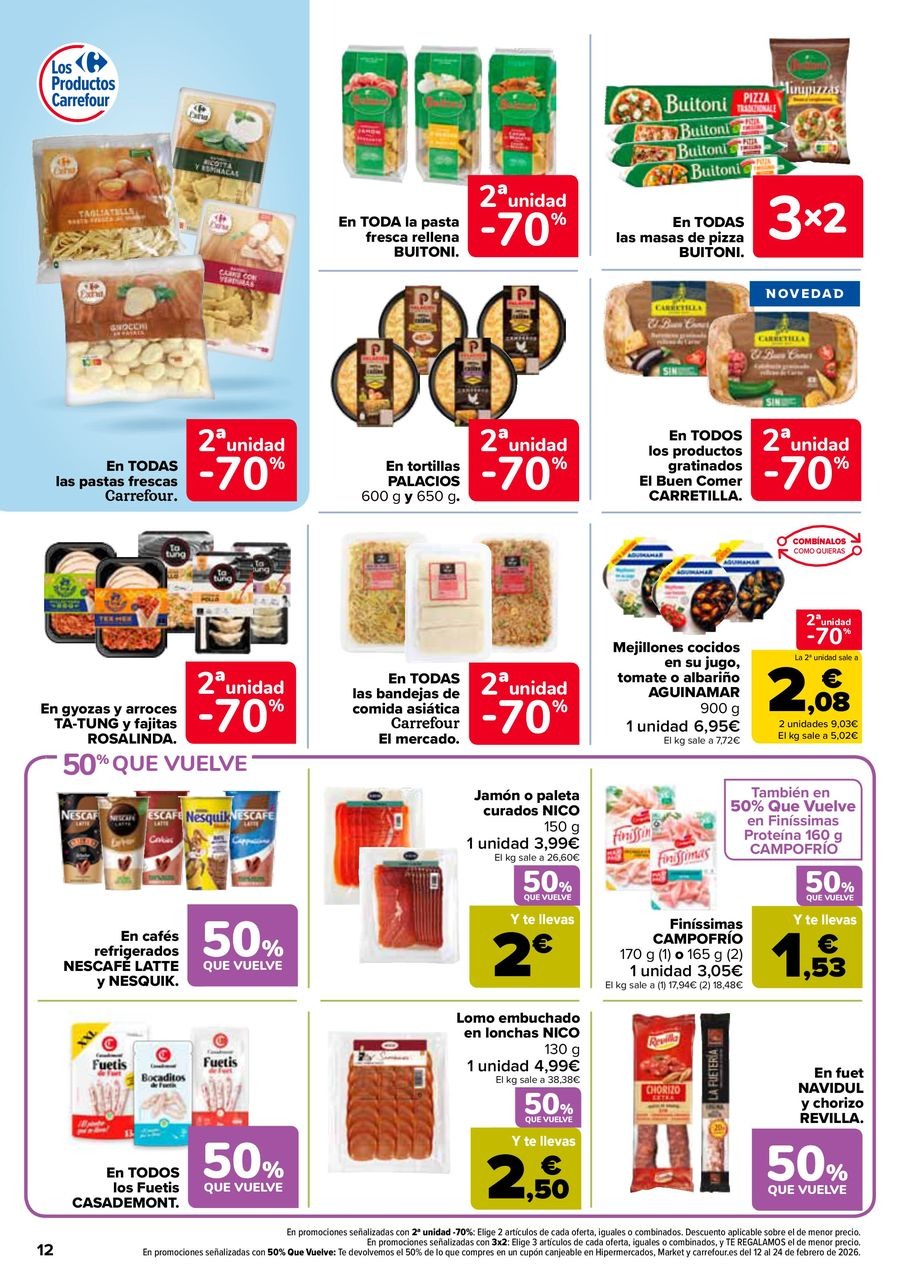 Ofertas de Carrefour España de 27 enero a 11 febrero 2026 50% QUE VUELVE + 2ªUD. A%L -70