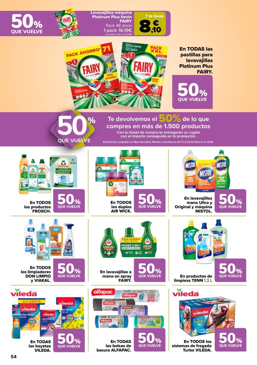 Ofertas de Carrefour España de 27 enero a 11 febrero 2026 50% QUE VUELVE + 2ªUD. A%L -70