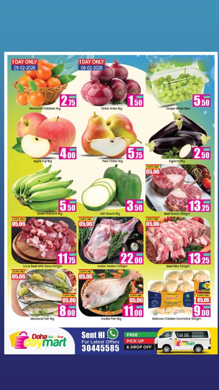 Ofertas de Doha Day mart Katar de 5 a 7 febrero 2026 Ofertas de fin de semana