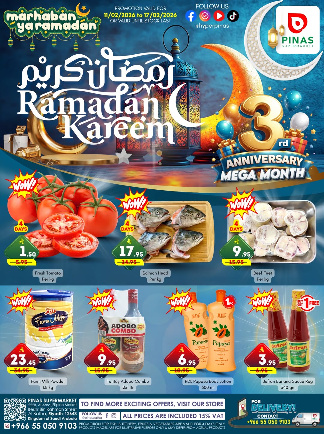 Pinas Supermarket  Riyadh and Batha  Offers from 11 to 17 February Ramadan Kareem Offers - Page 1
