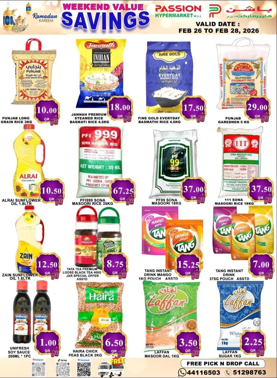 Passion Hypermarket Qatar Offers from 26 to 28 February 2026 Weekend Savings Deals