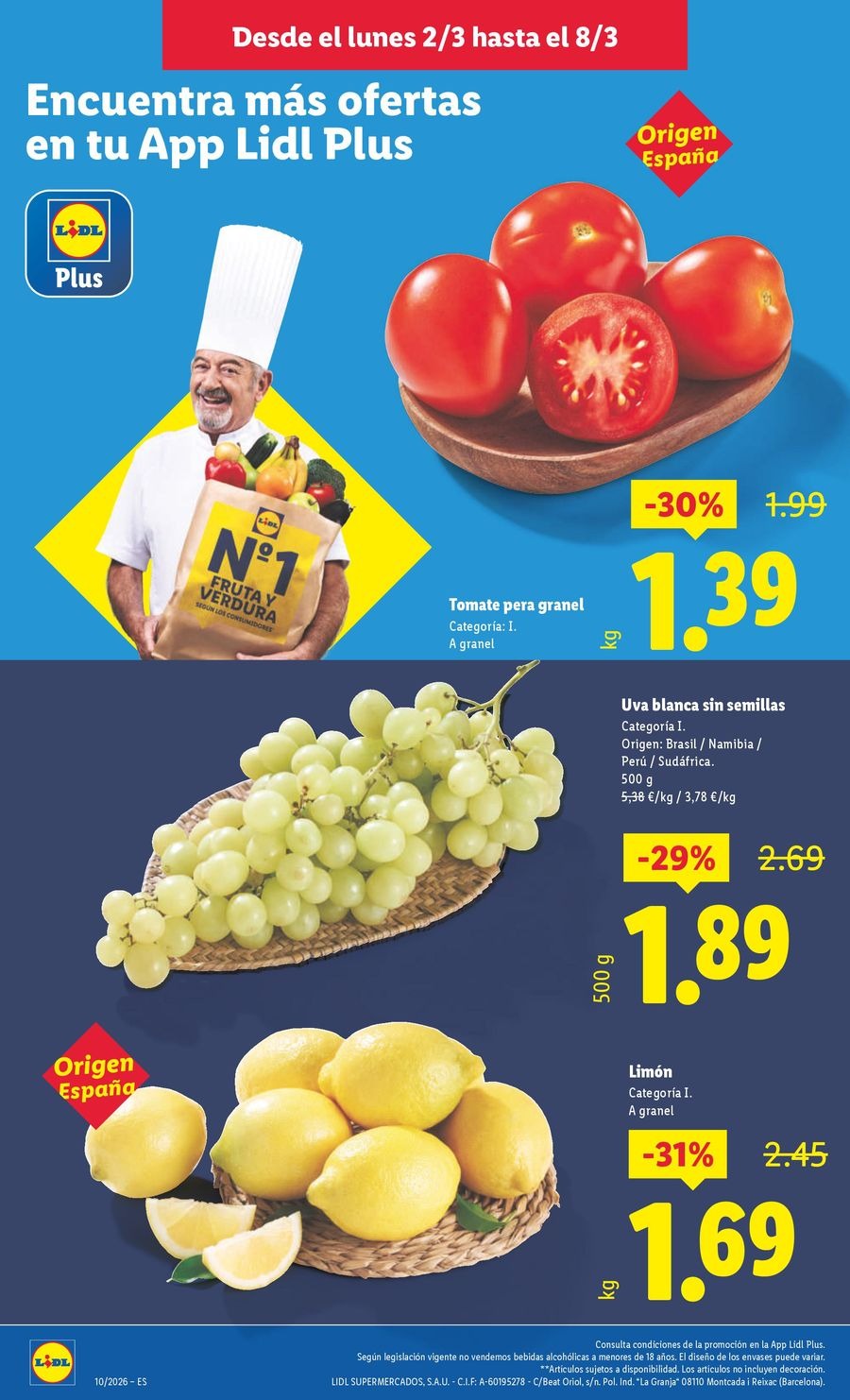 Ofertas de Lidl España de 2 a 8 marzo 2026 ofertas semanales