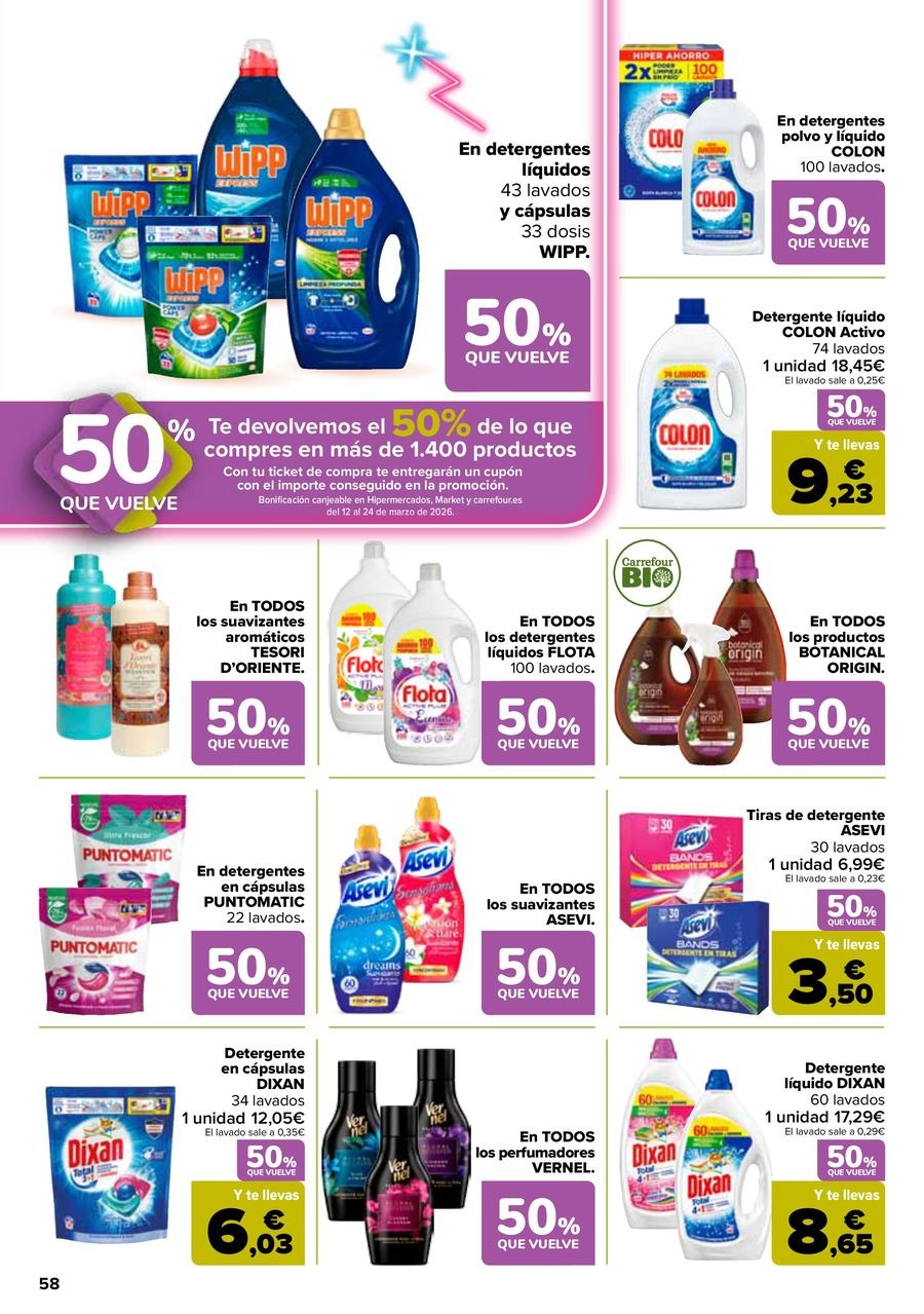 Ofertas de Carrefour España de 25 febrero a 11 marzo 2026 50% QUE VUELVE + 3x2 Ofertas