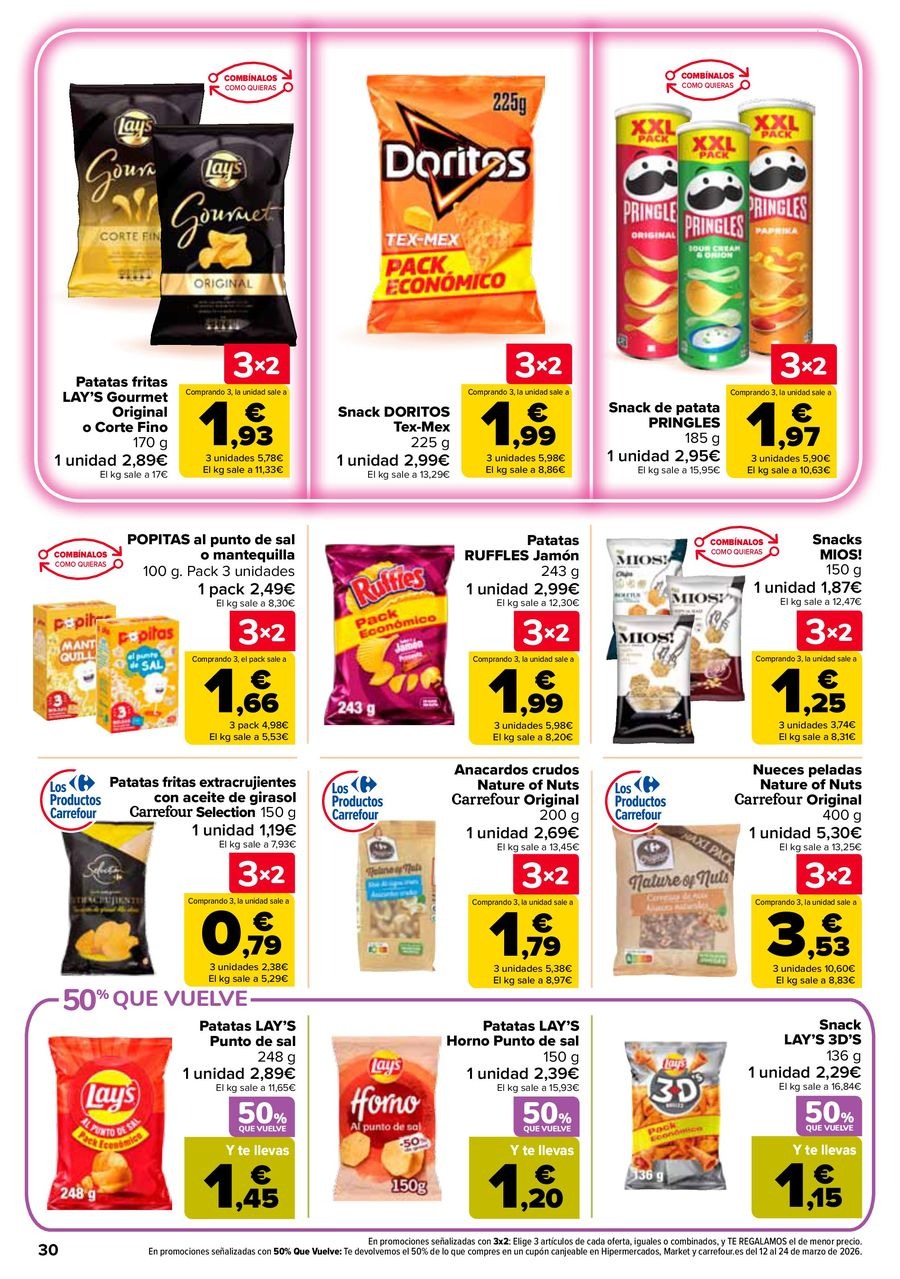 Ofertas de Carrefour España de 25 febrero a 11 marzo 2026 50% QUE VUELVE + 3x2 Ofertas