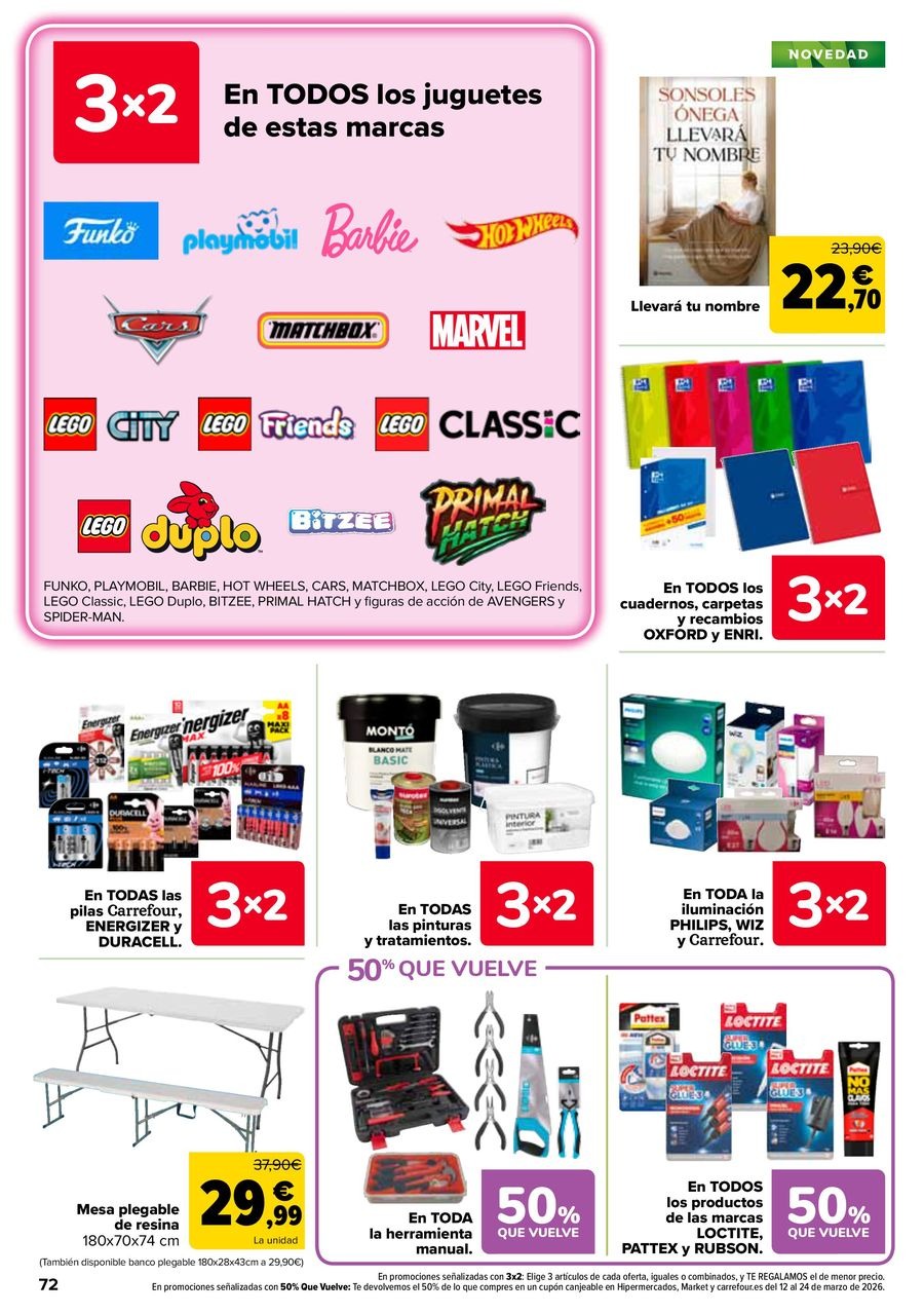 Ofertas de Carrefour España de 25 febrero a 11 marzo 2026 50% QUE VUELVE + 3x2 Ofertas