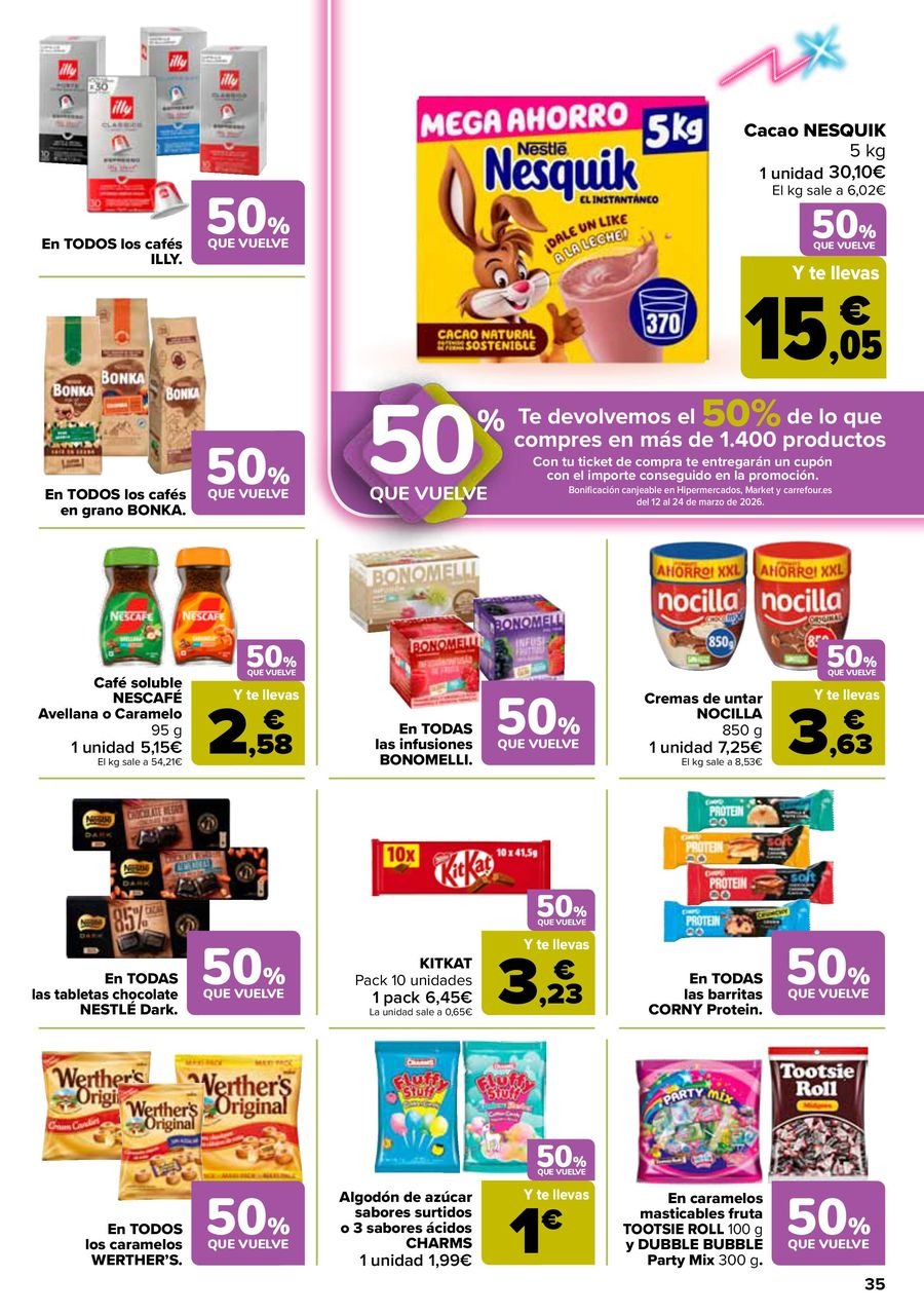 Ofertas de Carrefour España de 25 febrero a 11 marzo 2026 50% QUE VUELVE + 3x2 Ofertas
