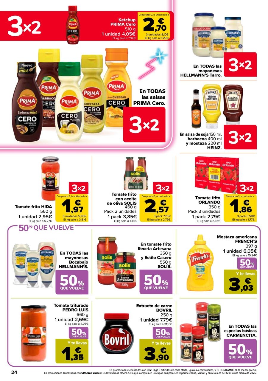Ofertas de Carrefour España de 25 febrero a 11 marzo 2026 50% QUE VUELVE + 3x2 Ofertas