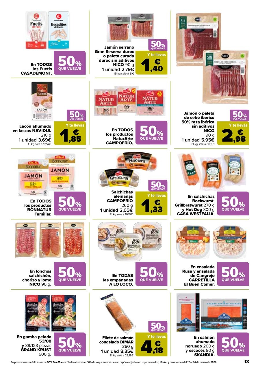 Ofertas de Carrefour España de 25 febrero a 11 marzo 2026 50% QUE VUELVE + 3x2 Ofertas