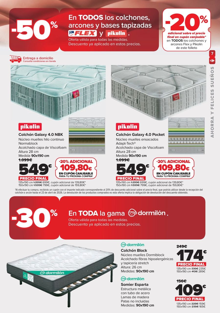 Ofertas de Carrefour España de 25 febrero a 23 marzo 2026 Ofertas Colchones